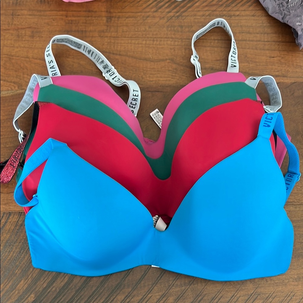 Victoria's Secret Blue, Red, Green, & Pink T-Shirt Bras Bundle
